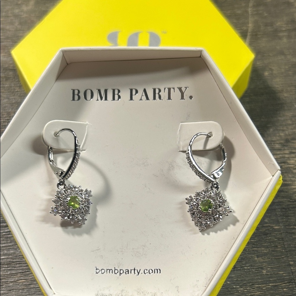 BP Lovely Oasis Rhodium Plated‎ Silver Earrings with Peridot Accent